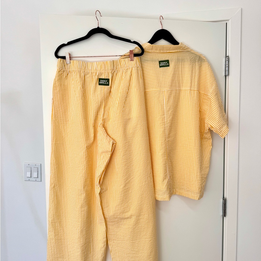 Daily Drills Yellow Striped Pajama Set - Picture 8 of 13